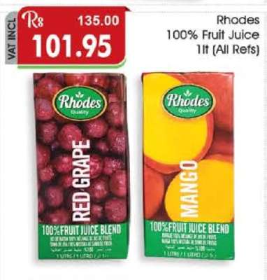 Rhodes 100% Fruit Juice 1lt (All Refs)