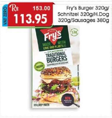 Fry's Burger 320g/Schnitzel 320g/H.Dog 320g/Sausages 380g