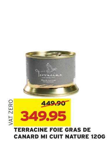 TERRACINE FOIE GRAS DE CANARD MI CUIT NATURE 120G