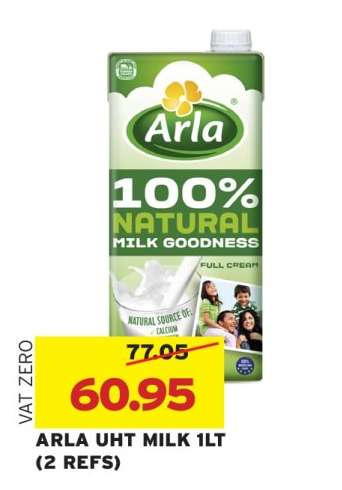 ARLA UHT MILK 1LT (2 REFS)
