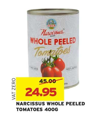 NARCISSUS WHOLE PEELED TOMATOES 400G