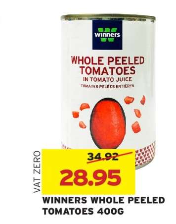 WINNERS WHOLE PEELED TOMATOES 400G