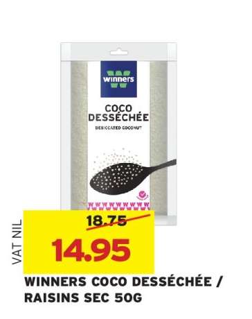 WINNERS COCO DESSÉCHÉE / RAISINS SEC 50G