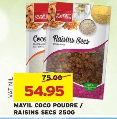 MAYIL COCO POUDRE / RAISINS SECS 250G