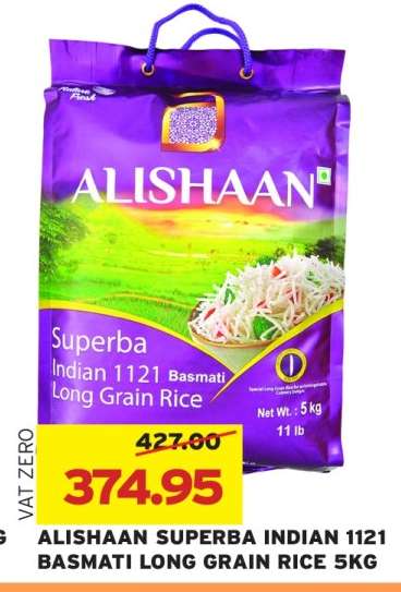 ALISHAAN SUPERBA INDIAN 1121 BASMATI LONG GRAIN RICE 5KG