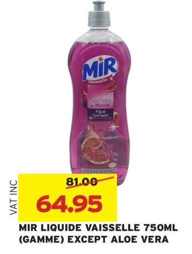 MIR LIQUIDE VAISSELLE 750ML (GAMME) EXCEPT ALOE VERA