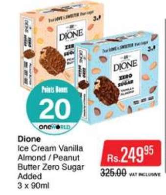 Dione Ice Cream Vanilla Almond / Peanut Butter Zero Sugar Added