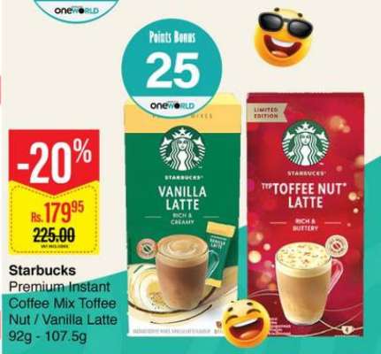 Starbucks Premium Instant Coffee Mix Toffee Nut / Vanilla Latte