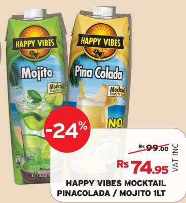HAPPY VIBES MOCKTAIL PINACOLADA/MOJITO 1LT