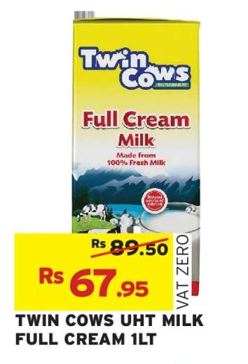 TWIN COWS UHT MILK FULL CREAM 1LT
