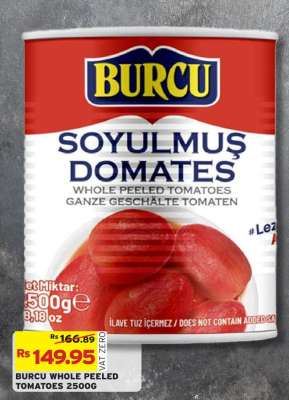 BURCU WHOLE PEELED TOMATOES 2500G