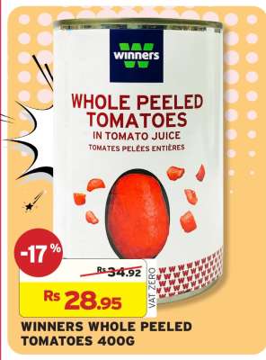 WINNERS WHOLE PEELED TOMATOES 400G