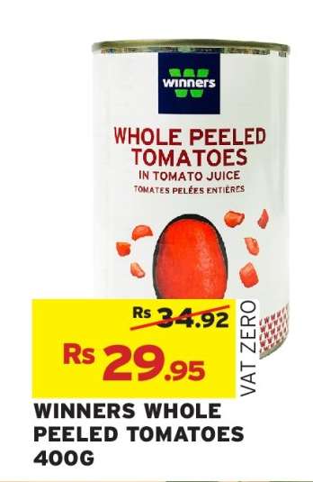 WINNERS WHOLE PEELED TOMATOES 400G