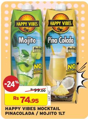 HAPPY VIBES MOCKTAIL PINACOLADA/MOJITO 1LT