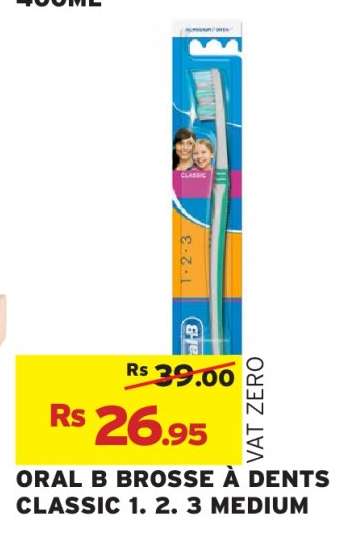 ORAL B BROSSE À DENTS CLASSIC 1. 2. 3 MEDIUM