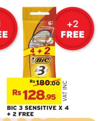 BIC 3 SENSITIVE X 4 + 2 FREE