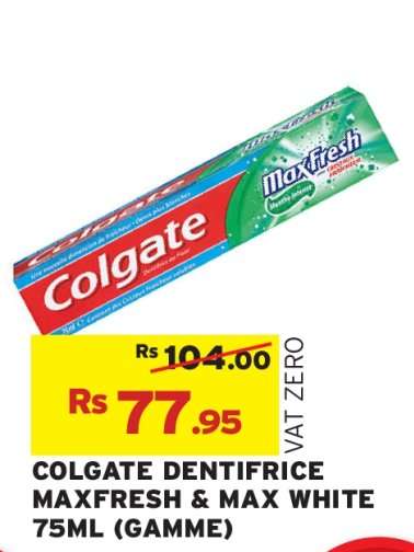 COLGATE DENTIFRICE MAXFRESH & MAX WHITE 75ML (GAMME)