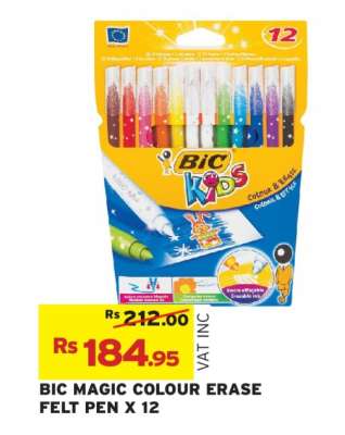 BIC MAGIC COLOUR ERASE FELT PEN X 12