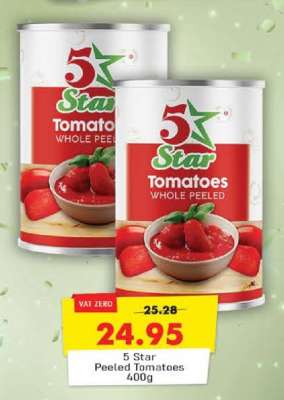5 Star Peeled Tomatoes 400g