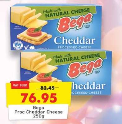 Bega Proc Cheddar Cheese 250g