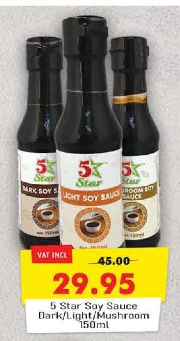 5 Star Soy Sauce Dark/Light/Mushroom 150ml