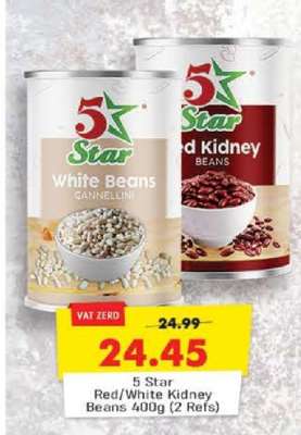 5 Star Red/White Kidney Beans 400g (2 Refs)