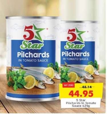 5 Star Pilchards in Tomato Sauce 425g