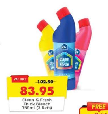 Clean&Fresh Thick Bleach 750ml (3 Refs)