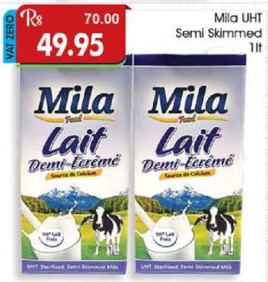 Mila UHT Semi Skimmed Milk 1lt