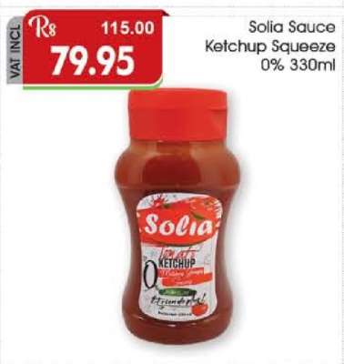 Solia Sauce Ketchup Squeeze 0% 330ml