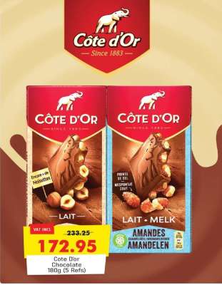 Cote D'Or Chocolate 180g (5 Refs)