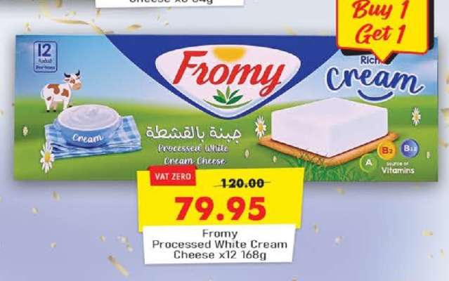 Fromy Processed White Cream Cheese x12 168g