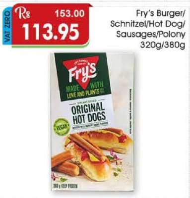 Fry's Burger/Schnitzel/Hot Dog/Sausages/Polony 320g/380g