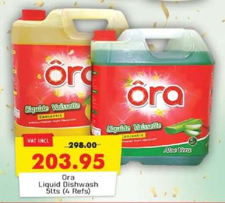 Ora Liquid Dishwash 5lts (4 Refs)