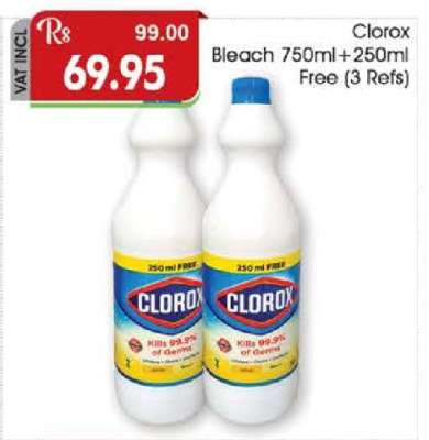 Clorox Bleach 750ml+250ml Free (3 Refs)
