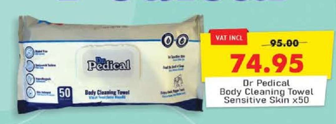 Dr Pedical Body Cleaning Towel Sensitive Skin x50