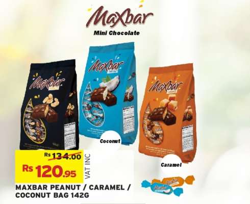 MAXBAR PEANUT / CARAMEL / COCONUT BAG 142G