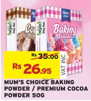 MUM'S CHOICE BAKING POWDER / PREMIUM COCOA POWDER 50G