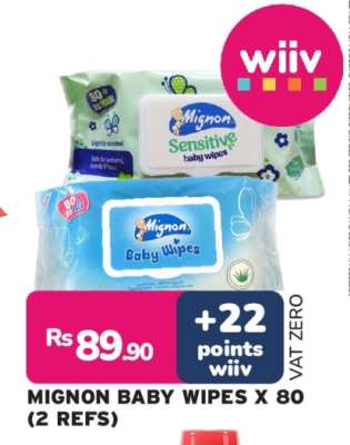 MIGNON BABY WIPES X 80 (2 REFS)