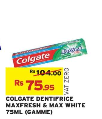 COLGATE DENTIFRICE MAXFRESH & MAX WHITE 75ML (GAMME)
