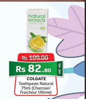 COLGATE Toothpaste Natural 75ml (Charcoal/Fraicheur Ultime)
