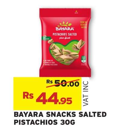 BAYARA SNACKS SALTED PISTACHIOS 30G