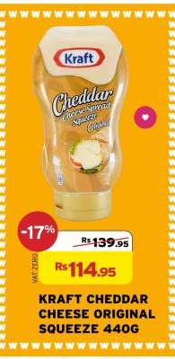 KRAFT CHEDDAR CHEESE ORIGINAL SQUEEZE 440G