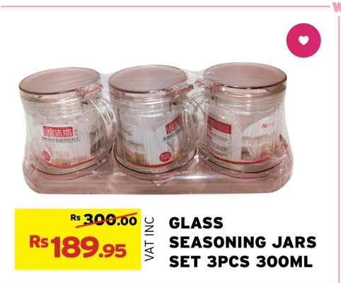 GLASS SEASONING JARS SET 3PCS 300ML