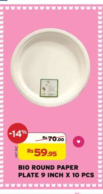 BIO ROUND PAPER PLATE 9 INCH X 10 PCS