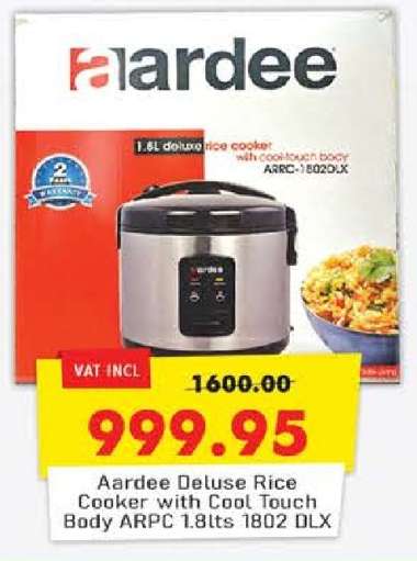 Aardee Deluxe Rice Cooker with Cool Touch Body ARPC 1.8Lts 1802 DLX