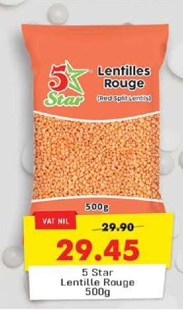 5 Star Lentille Rouge 500g