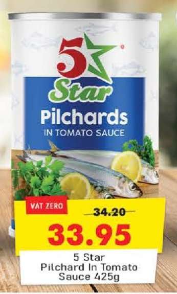 5 Star Pilchard In Tomato Sauce 425g