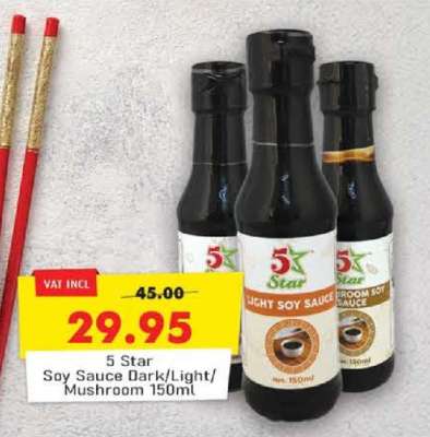 5 Star Soy Sauce Dark/Light/Mushroom 150ml