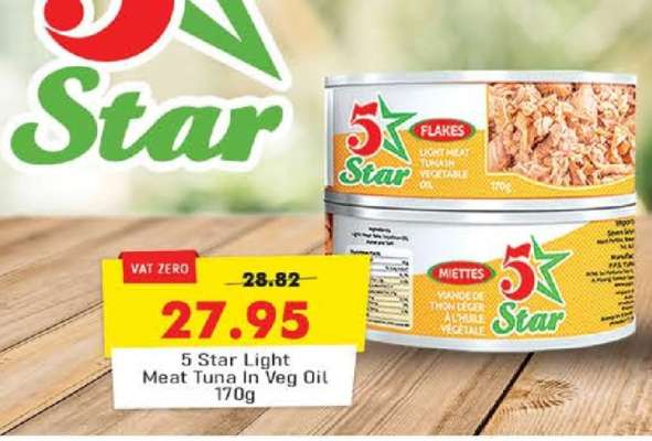 5 Star Light Meat Tuna In Veg Oil 170g
